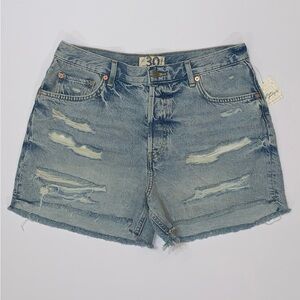Free People Women’s Maggie Distressed Mid-Rise Denim Jean Shorts-Size 30 New